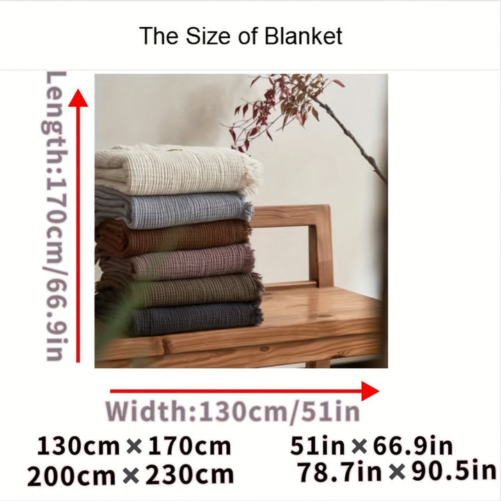 Jeté de lit OLIVEBREEZE pour chambre, en gaze de coton douce, respirante et frangée.