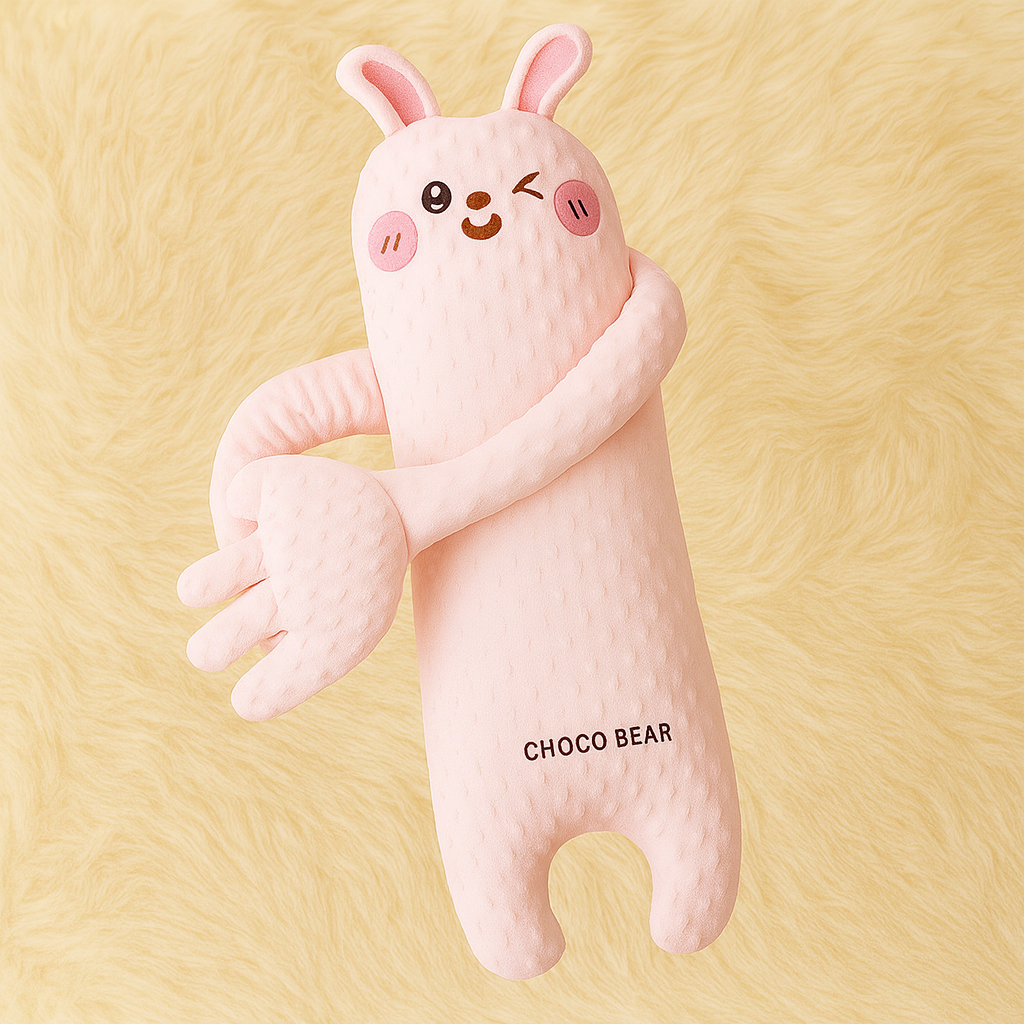 Mignon doudou SnoozyHug pour bébé, doux au toucher, offre sécurité et réconfort pour les moments de repos.