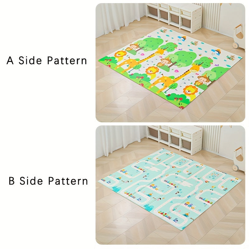 Tapis de jeu antidérapant, motifs animaux et nature, pour chambre d'enfant. Confortable et sécurisé pour l'apprentissage précoce.