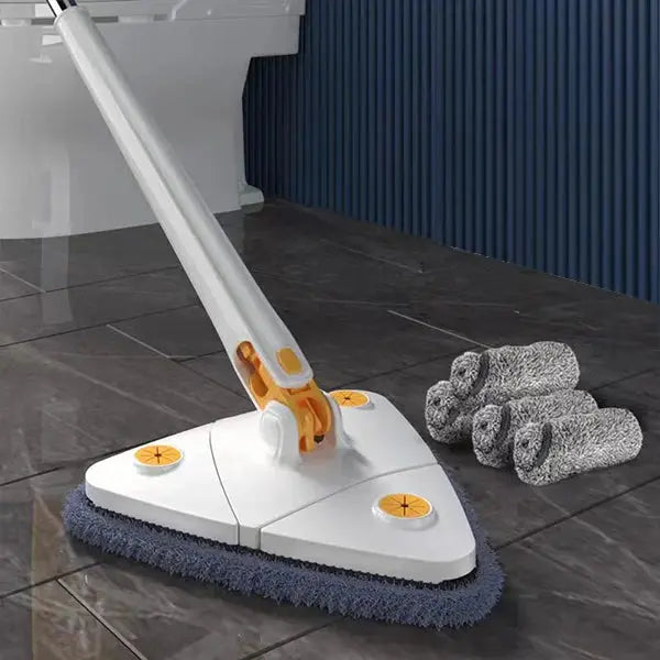 Mop rotatif 360° ajustable, microfibre. Nettoyage sol, plafond, mural rapide et sans effort pour la maison.