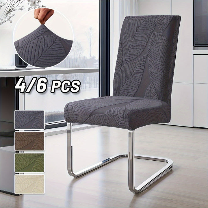 Housse de chaise salle à manger, motif feuille discret, protection durable lavable.