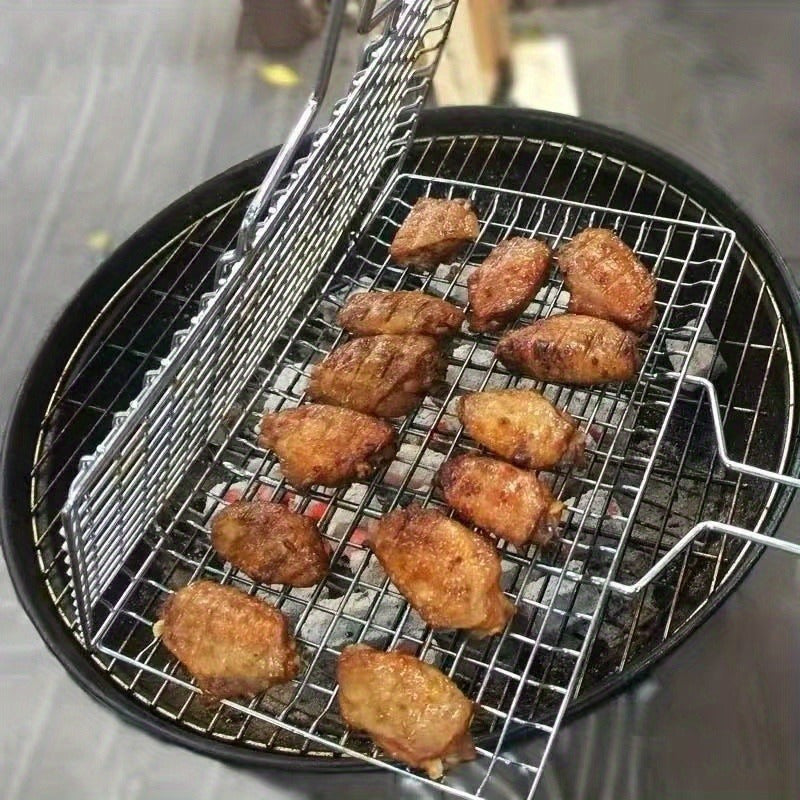 Ustensile BBQ polyvalent: panier grillade extérieur, garantit une cuisson uniforme pour poissons, légumes, viandes.