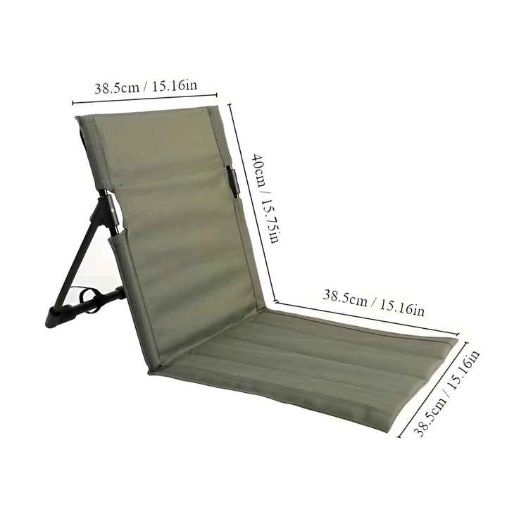 Chaise pliante d'extérieur avec coussin, conçue pour la portabilité et un confort maximal.