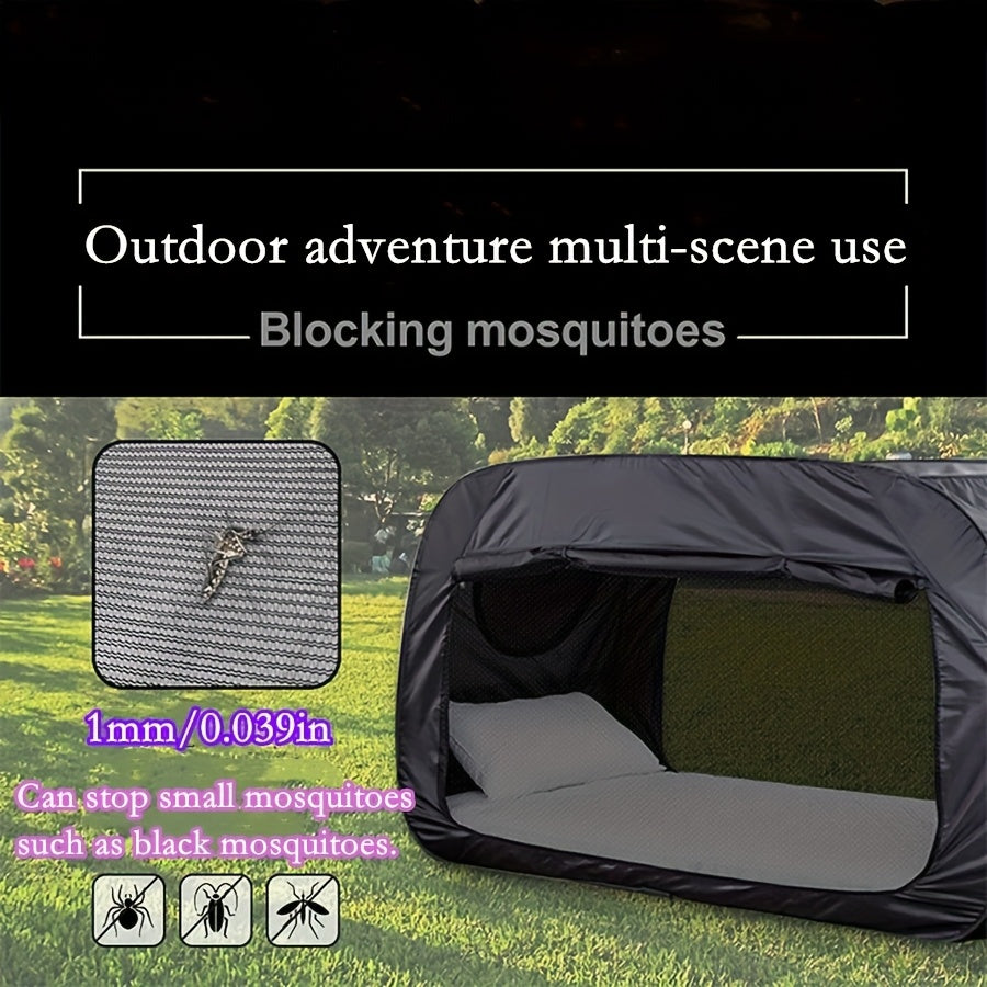 Lit de camp blanc avec tente intégrée, idéal pour résidence étudiante ou couchage d'appoint confortable.
