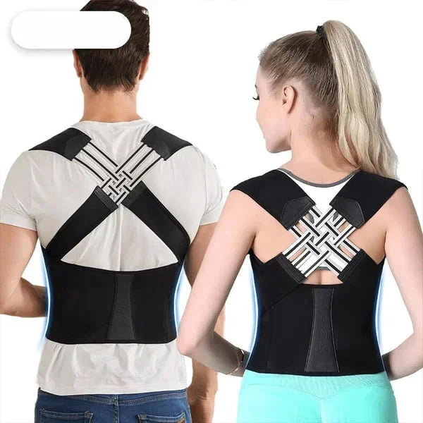 Ceinture de posture ajustable unisexe pour soutien du dos, correcteur ergonomique, soulagement lombaire.