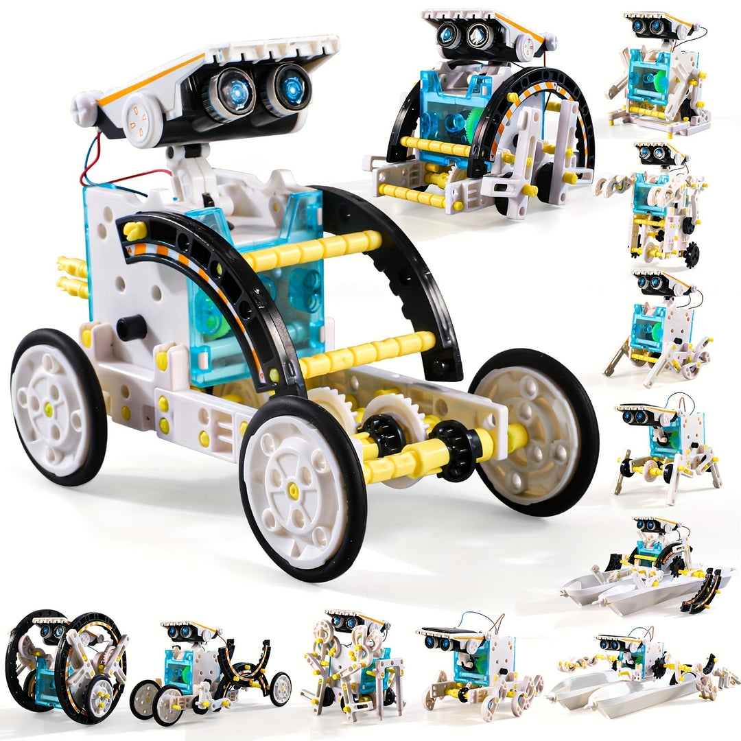Robot chien solaire éducatif, 12-en-1 kit de construction STEM pour jeunes inventeurs.