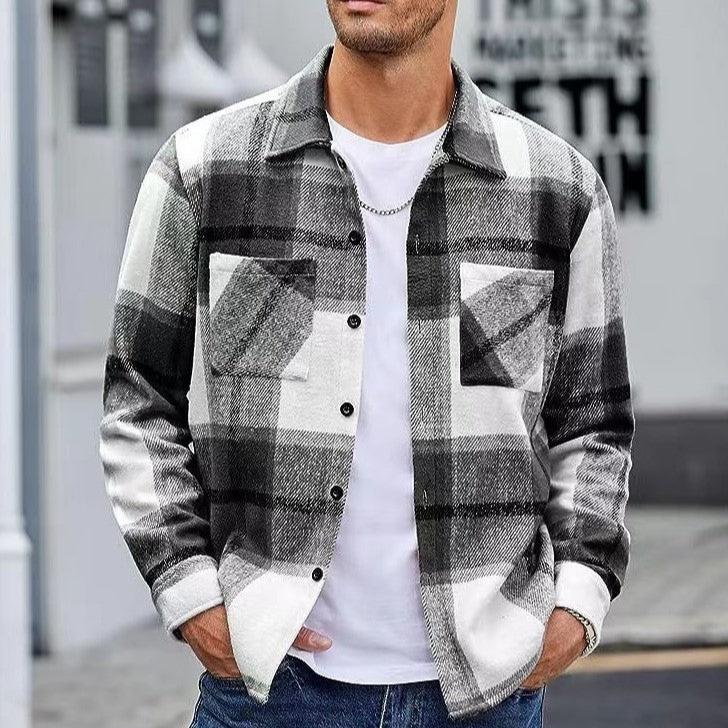 Veste homme à carreaux chic et confortable, parfaite pour la mode automne. Fermeture boutonnée.