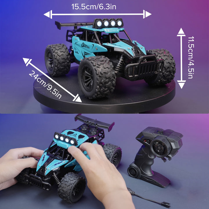 Voiture de course télécommandée à grande vitesse pour enfant, châssis en alliage et LED.