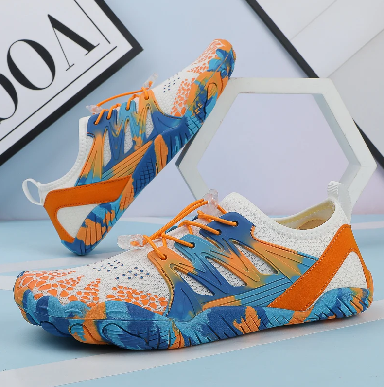 Chaussures sport respirantes zéro drop pour hommes, légères et souples, parfaites pour activités physiques.