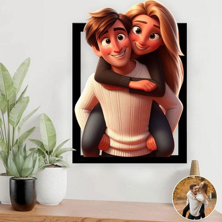 Cadre photo style cartoon 3D personnalisé. Gardez vos souvenirs vivants d'une manière ludique.