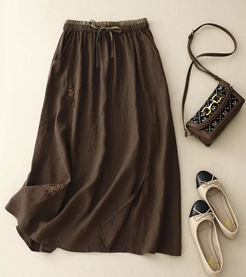 Jupe d'été femme taille haute A-line, coupe fluide et confortable, idéale pour le style casual.