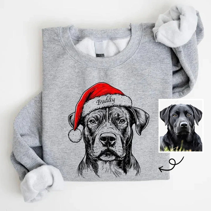 Sweatshirt de Noël personnalisé avec la photo de votre animal, en polyester. Un pull unique pour les fêtes de fin d'année.