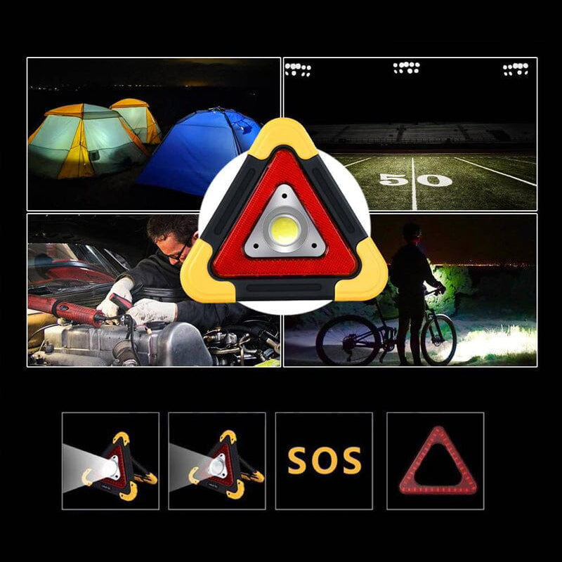 Lampe d'urgence triangulaire multifonction, signalisation routière et lampe de travail pour auto.