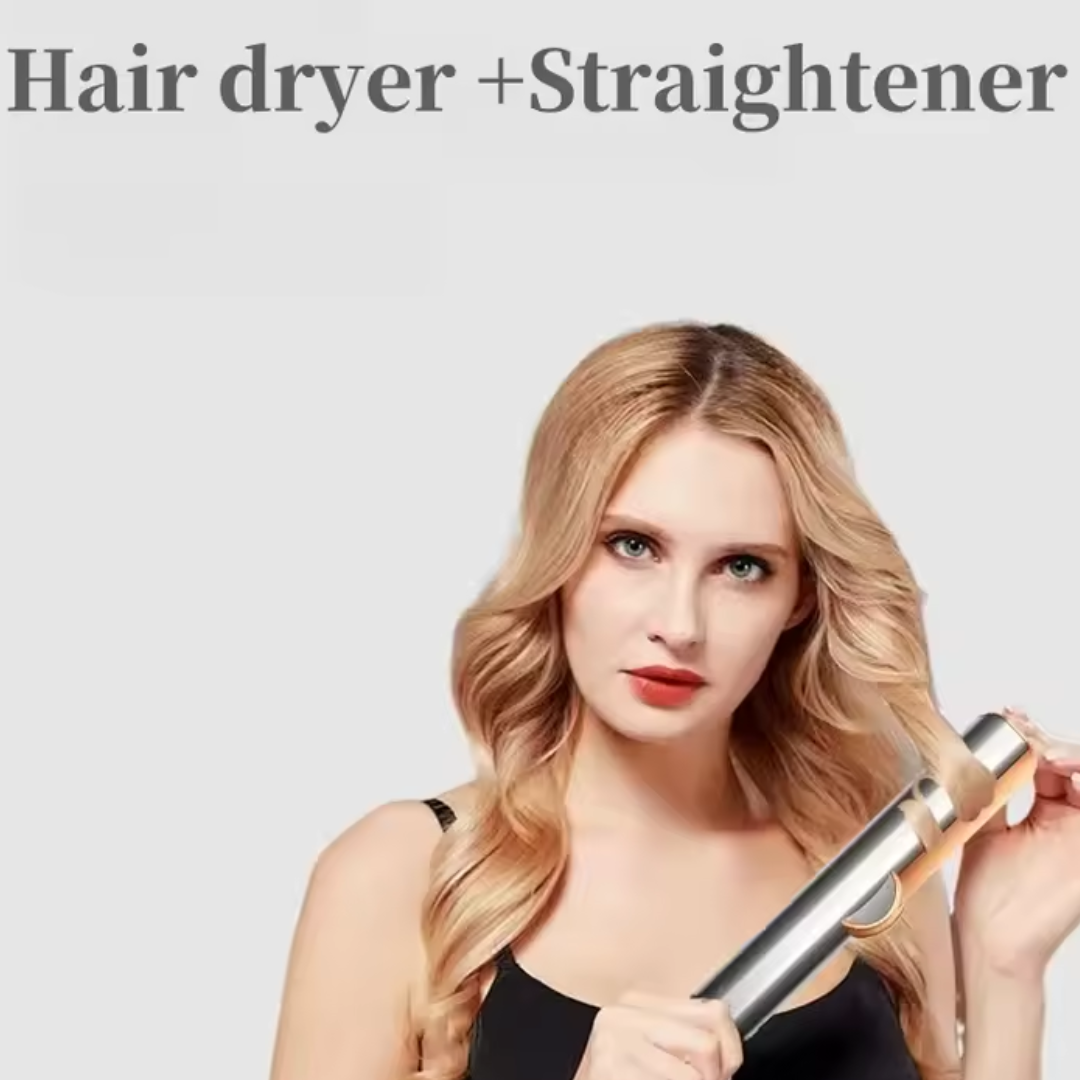 Sèche-cheveux & Lisseur 2-en-1. Appareil professionnel pour coiffure, brushing et lissage des cheveux à domicile.