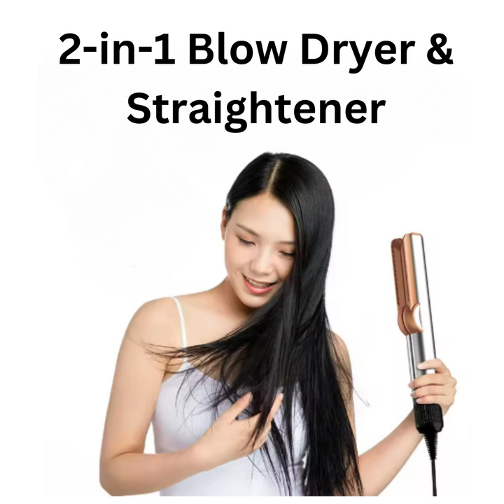 Outil de beauté pour cheveux: sèche-cheveux et lisseur 2-en-1. Pour un brushing volumineux ou lissage parfait.