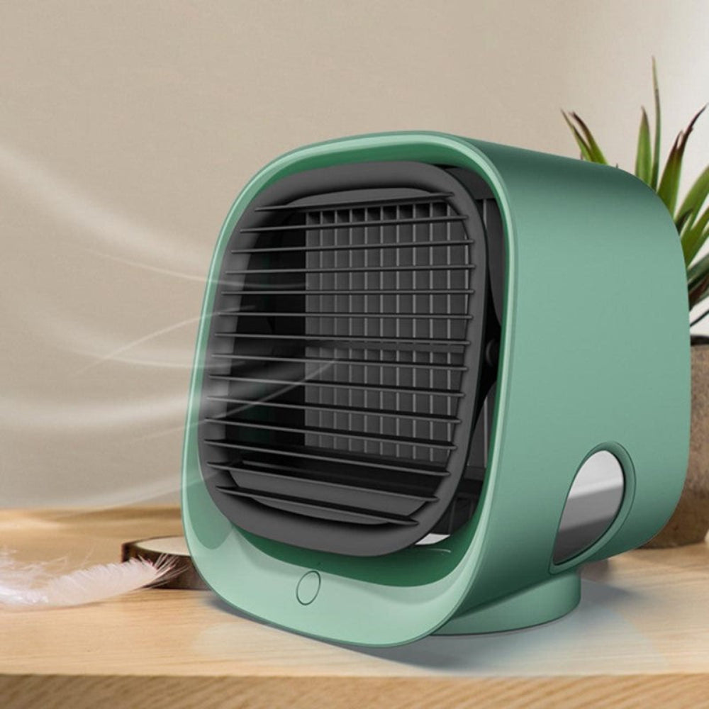 Rafraîchisseur d'air compact pour bureau, apporte une fraîcheur personnelle silencieuse et efficace.