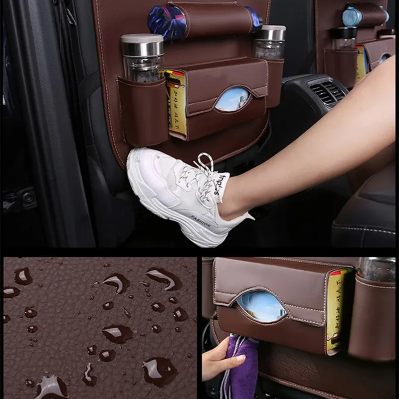 Organiseur de siège auto RoadZen avec tablette repas pliante, idéal pour le divertissement et confort des passagers.