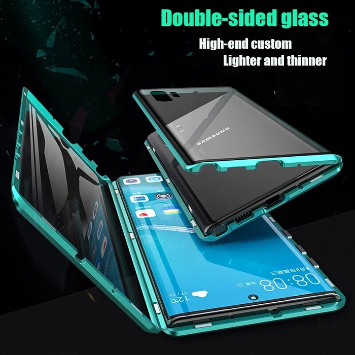 Coque Fortiq magnétique en verre trempé pour Samsung, sécurisant votre smartphone avec une protection intégrale.