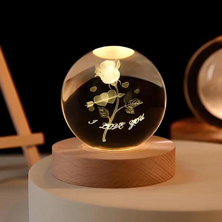 Lampe de chambre LED en cristal, diffuse une lumière douce, décoration élégante.