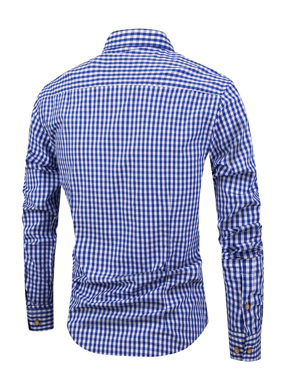 Chemise homme à motif carreaux classique, boutons, parfaite pour un style casual chic au printemps ou en été.