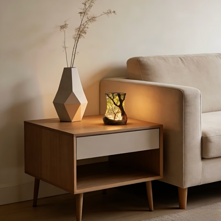Lampe de table LED motif branche d'arbre. Éclairage d'appoint chaleureux, design naturel pour chambre/salon.