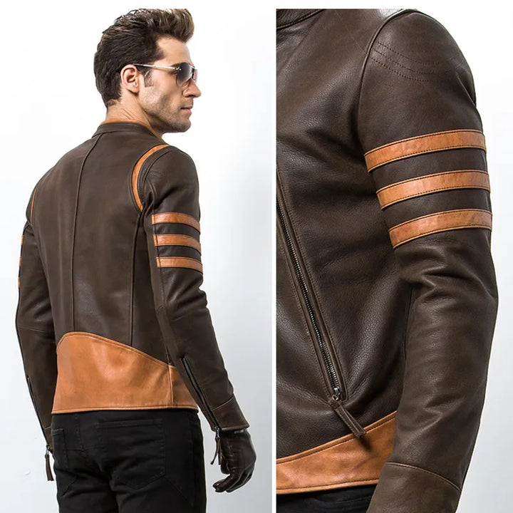 Blouson homme en cuir véritable, design classique et moderne. Outwear urbain et intemporel pour l'hiver.
