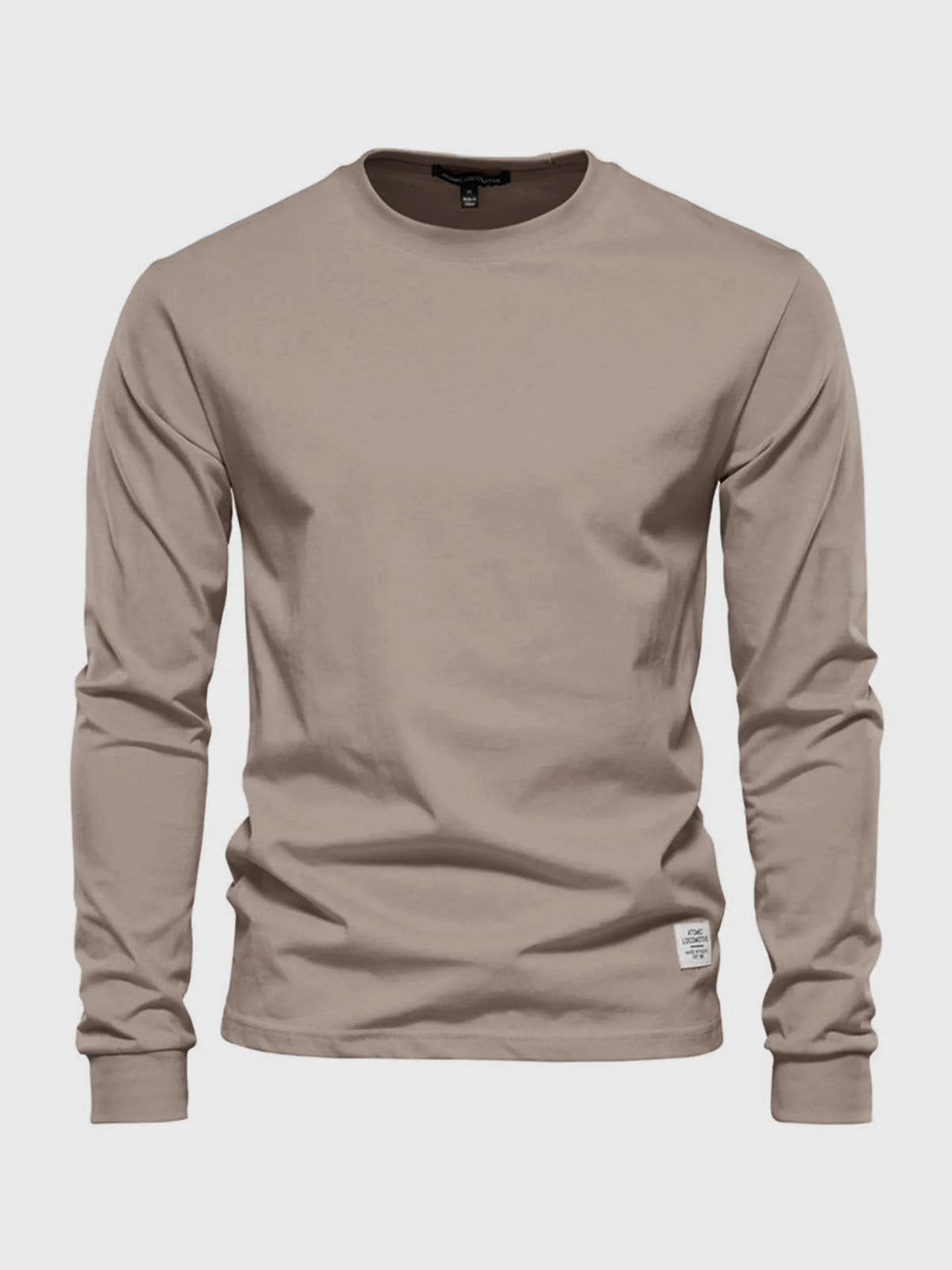 T-shirt homme manches longues, col rond, coupe droite, confortable pour look décontracté et polyvalent.