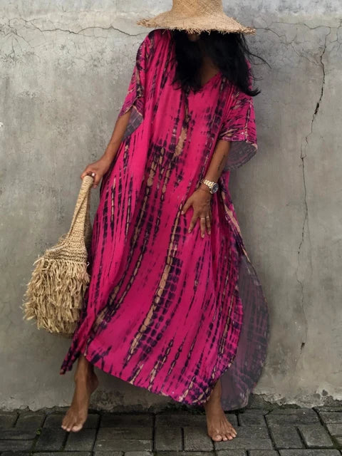 Robe longue femme, style bohème fluide, idéale pour l'été, la plage et un look décontracté.