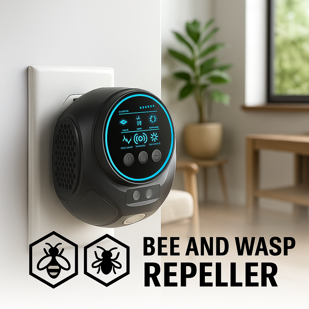 Répulsif ultrasonique 360° pour abeilles et frelons, protection sans chimiques jardin/terrasse.