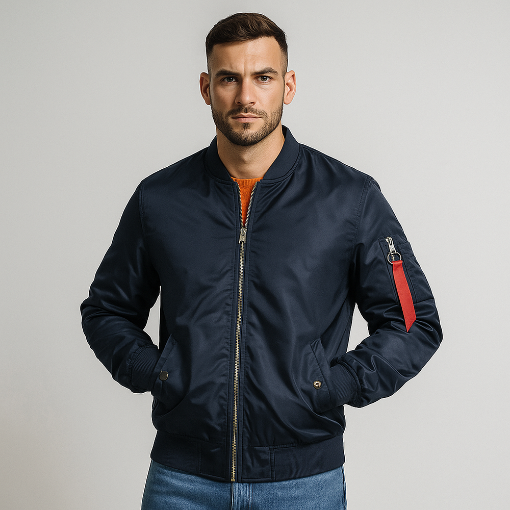 Veste bombardier homme Louis verte, pour un look urbain moderne et polyvalent. Idéale automne/hiver.