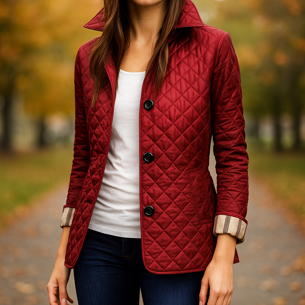 Veste femme matelassée, légère et confortable. Design boutonnée élégante pour la mi-saison printemps-automne.
