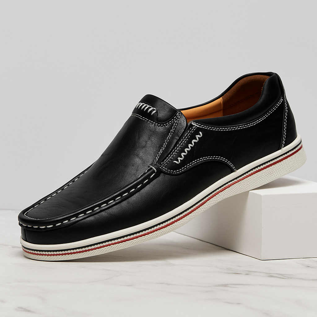 Mocassins homme élégants, style urbain décontracté. Ces chaussures offrent confort et polyvalence pour le travail.