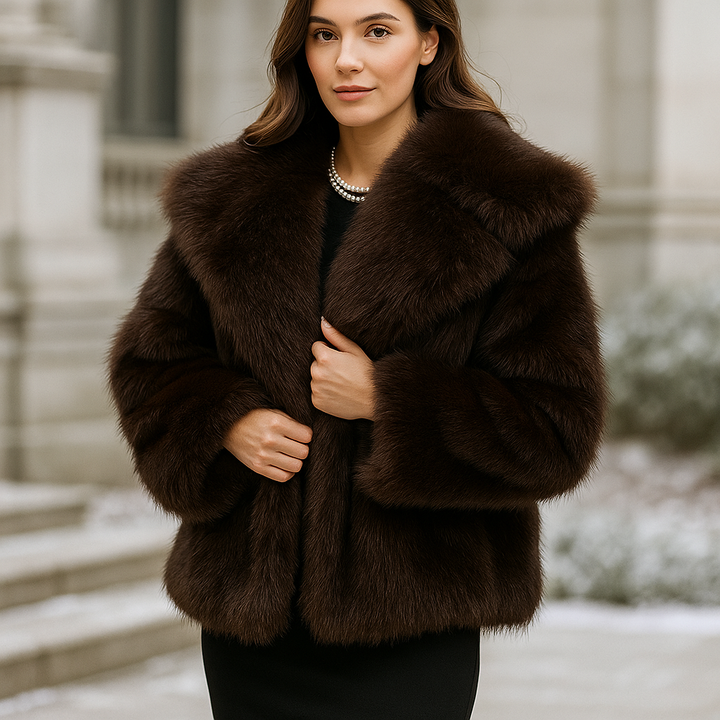 Manteau femme élégant effet velours doux, idéal pour l'hiver. Chaleur et style chic garantis.