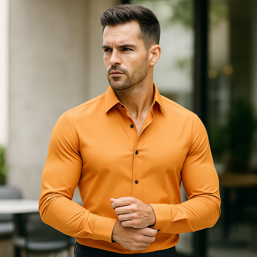 Chemise cintrée classique, élégance intemporelle pour homme. Slim fit et confortable.