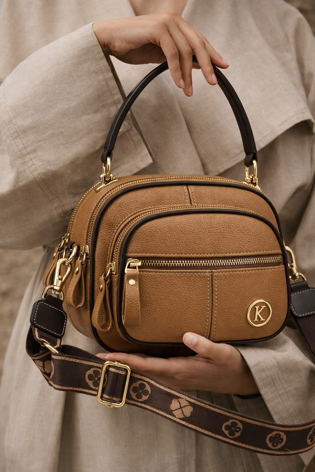 Sac femme chic en cuir PU, parfait pour organiser vos essentiels, un style classique et sophistiqué.
