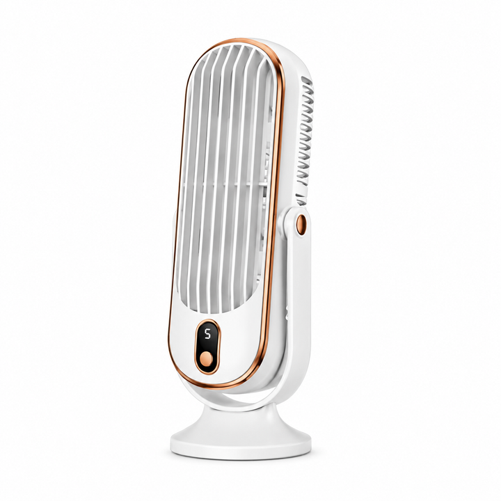 Ventilateur AeroLux de bureau, silencieux, USB, portable, orientable 720° pour un été frais.