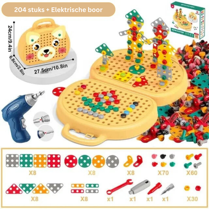 Jeu éducatif DrillPlay favorisant l'apprentissage STEM et la résolution de problèmes chez les jeunes enfants.