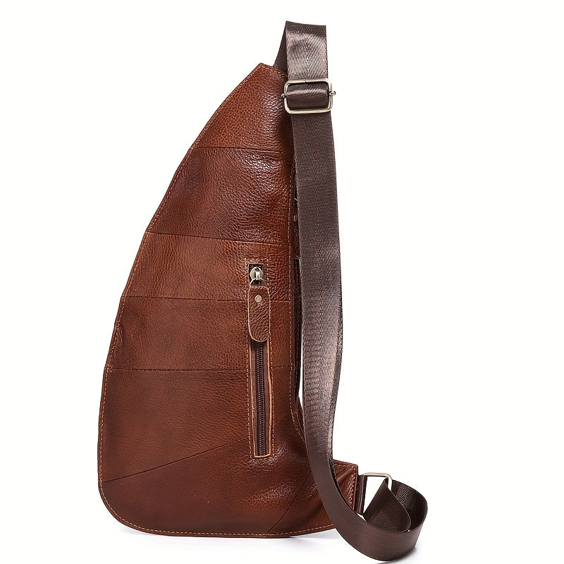 Sac bandoulière cuir vintage classique marron, élégant, compact et durable pour toutes les occasions.