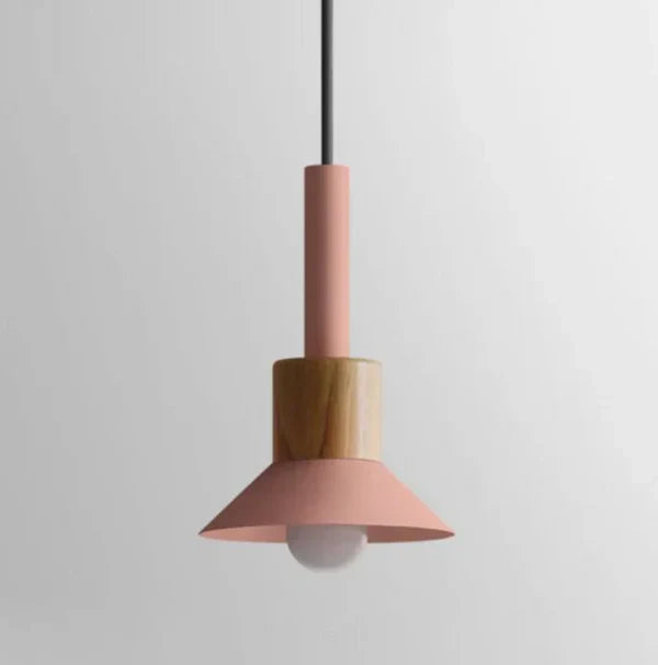 Lampe cuisine suspendue, design moderne macaron rose pastel.
