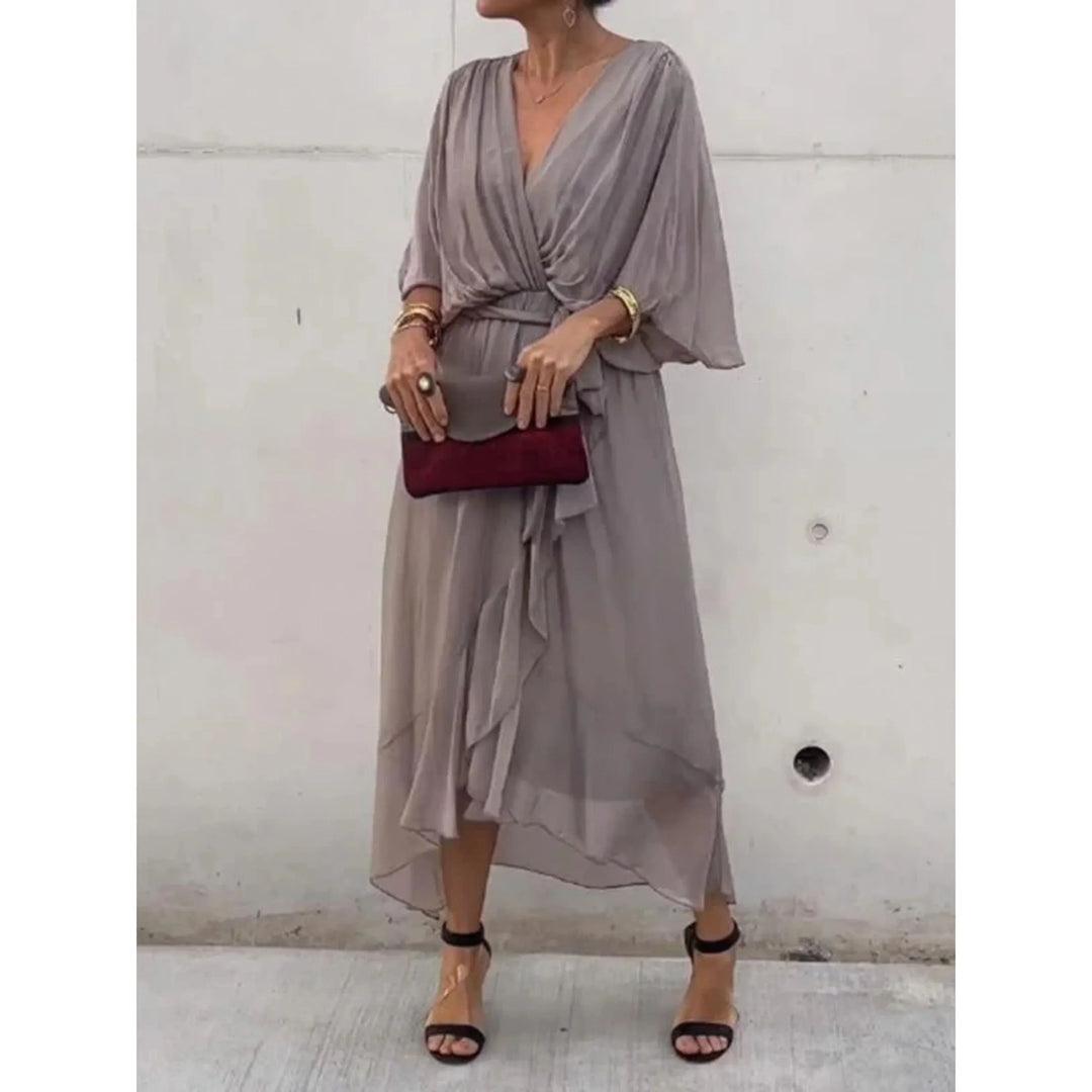 Robe polyvalente pour femme, légère et élégante, col V, parfaite pour le printemps.