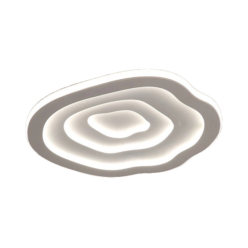 Lampe de plafond LED ondulée en acrylique, design moderne, éclairage intérieur lumière chaude et blanche.