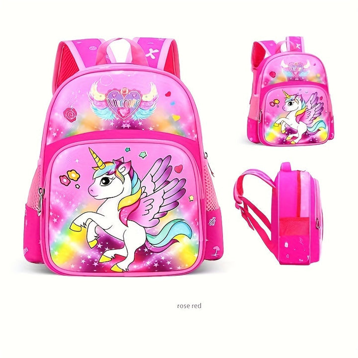 Sac à dos licorne magique rose pour fille, idéal école primaire et aventures enchantées.
