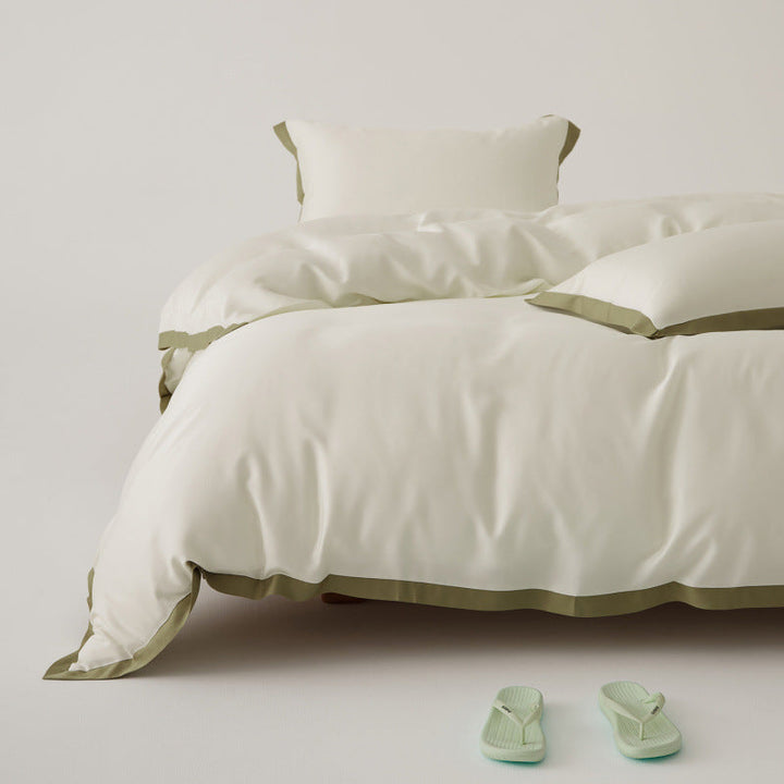 Chambre à coucher moderne avec ensemble de literie Tencel patchwork luxueux, doux, élégant et respirant.