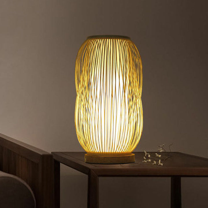 Lampe de nuit design naturel pour chambre à coucher, lumière douce et apaisante.