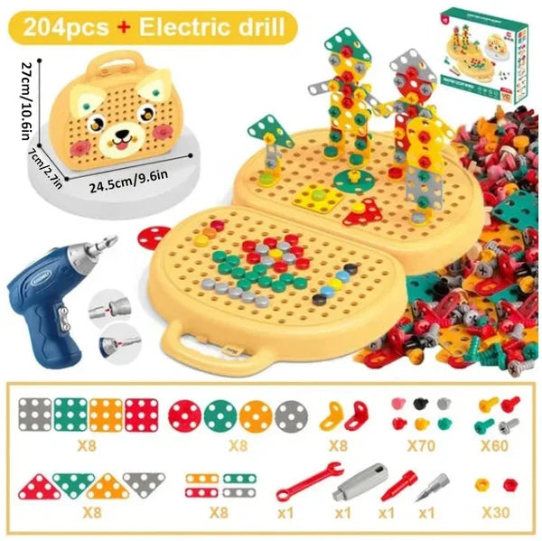 Boîte à jouets Montessori en bois. Matériel éducatif durable pour la construction et le jeu créatif.