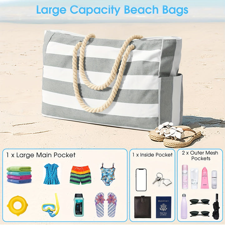 Tote bag grand format pour femme, imprimé feuilles. Sac de plage pratique et stylé pour l'été.