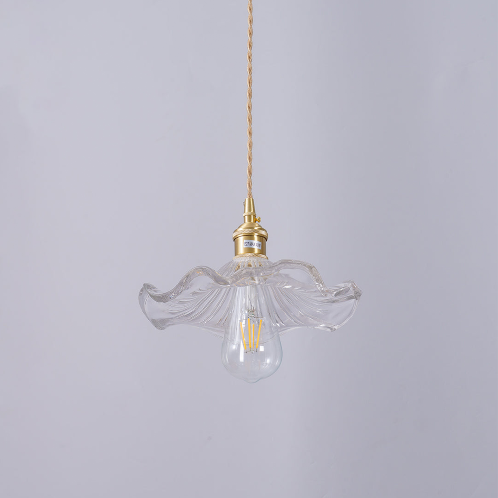 Suspension florale LED en verre, design unique pour toute pièce intérieure.