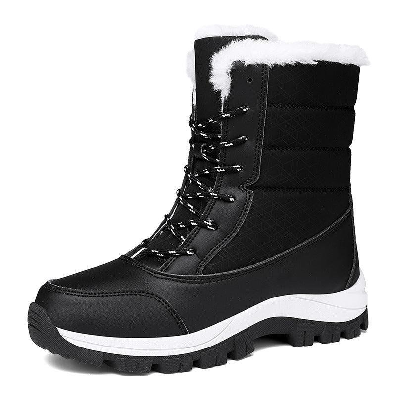 Bottes de neige imperméables chaudes, style hivernal femme, confort antidérapant et protection contre le froid.