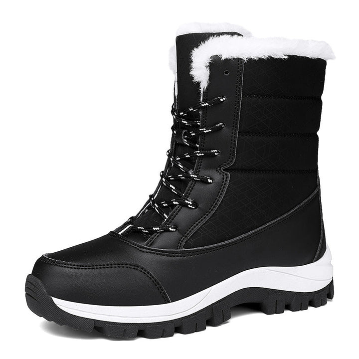 Bottes de neige imperméables chaudes, style hivernal femme, confort antidérapant et protection contre le froid.
