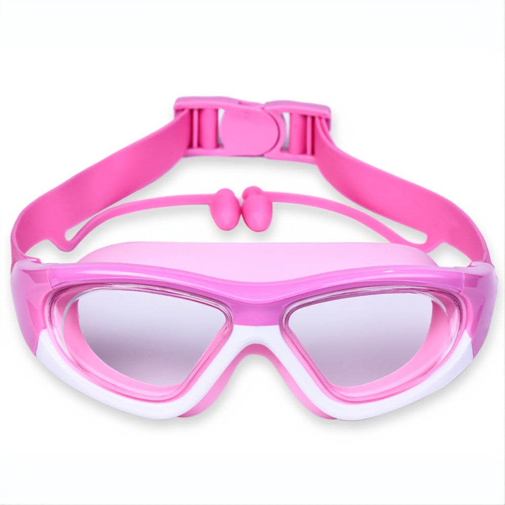 Lunettes de natation enfant, grand cadre vision claire plage, protection UV.